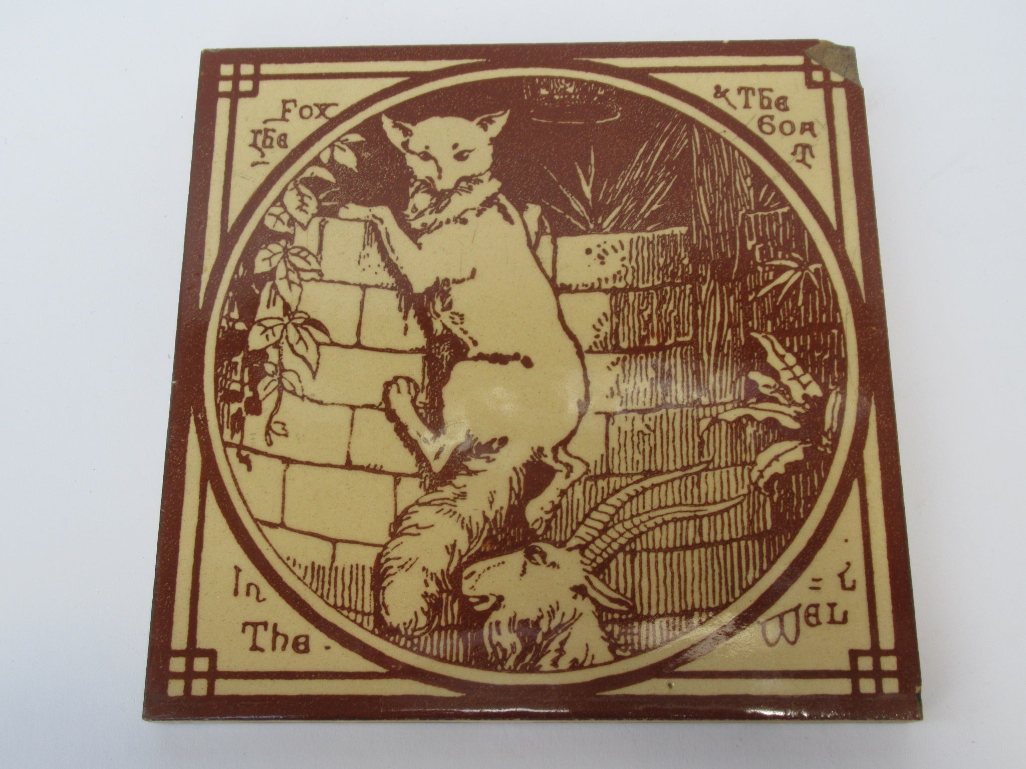 Antique Mintons 6 inch tile, Aesop's Fables, Thomas Allen design, c1872