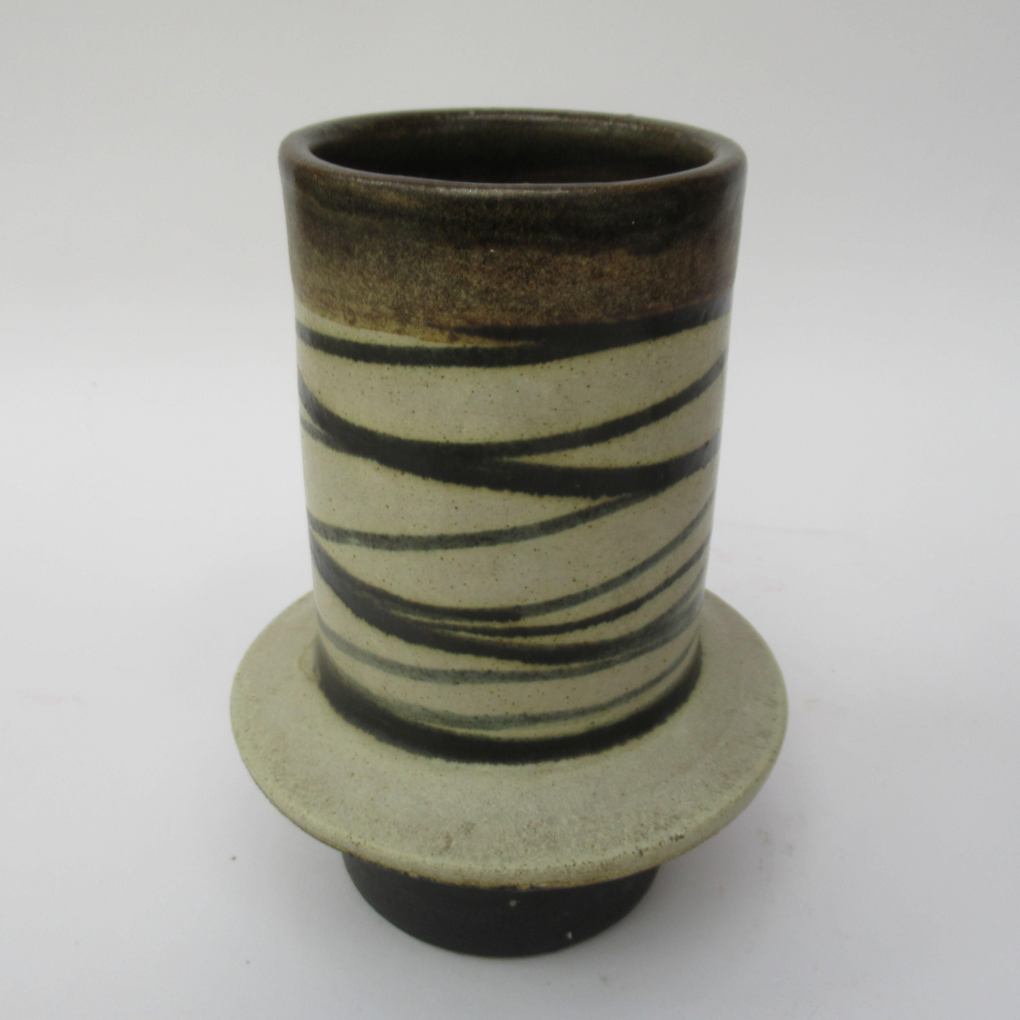 Alan Beastow studio pottery mid century retro design stoneware vase, 1969