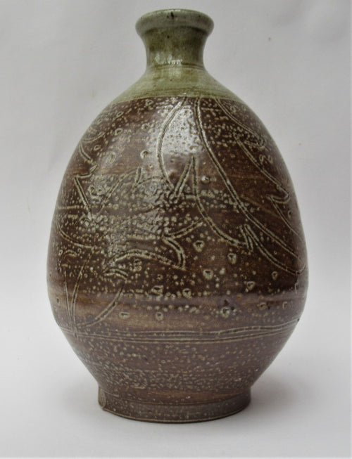 Alex McErlain, British studio pottery salt glazed stoneware bottle vase, c1995