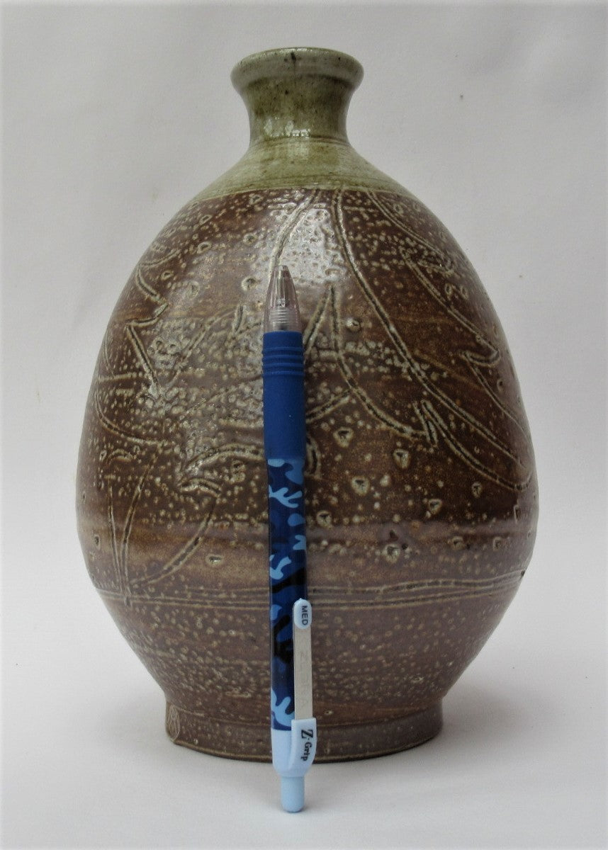Alex McErlain, British studio pottery salt glazed stoneware bottle vase, c1995