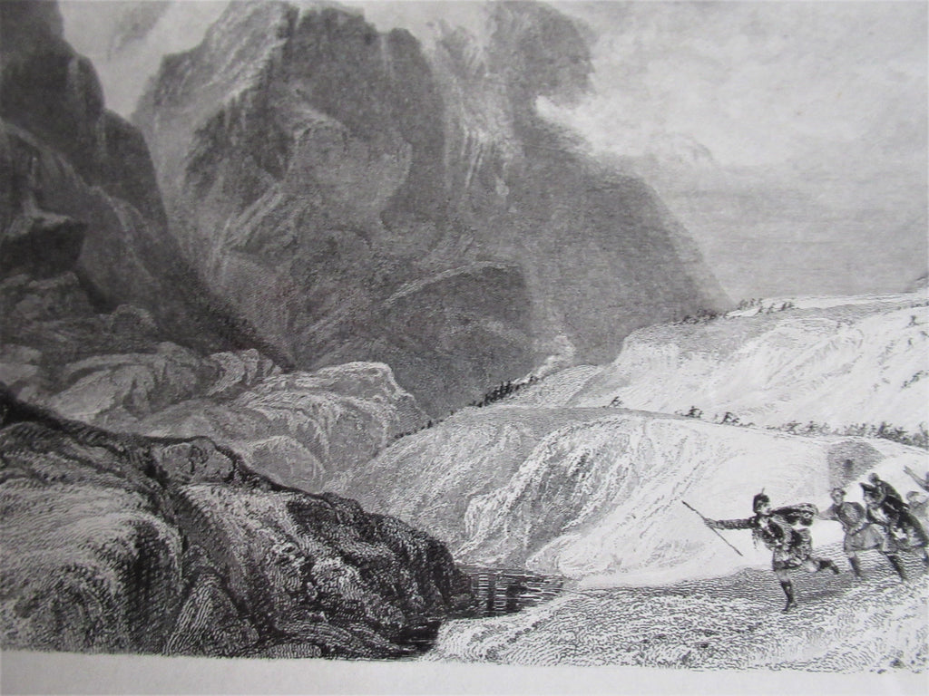 Thomas Allom original watercolour painting c1836, Glencoe, framed as a pair with the print
