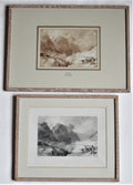 Thomas Allom original watercolour painting c1836, Glencoe, framed as a pair with the print