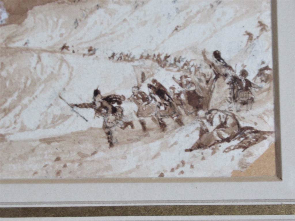 Thomas Allom original watercolour painting c1836, Glencoe, framed as a pair with the print