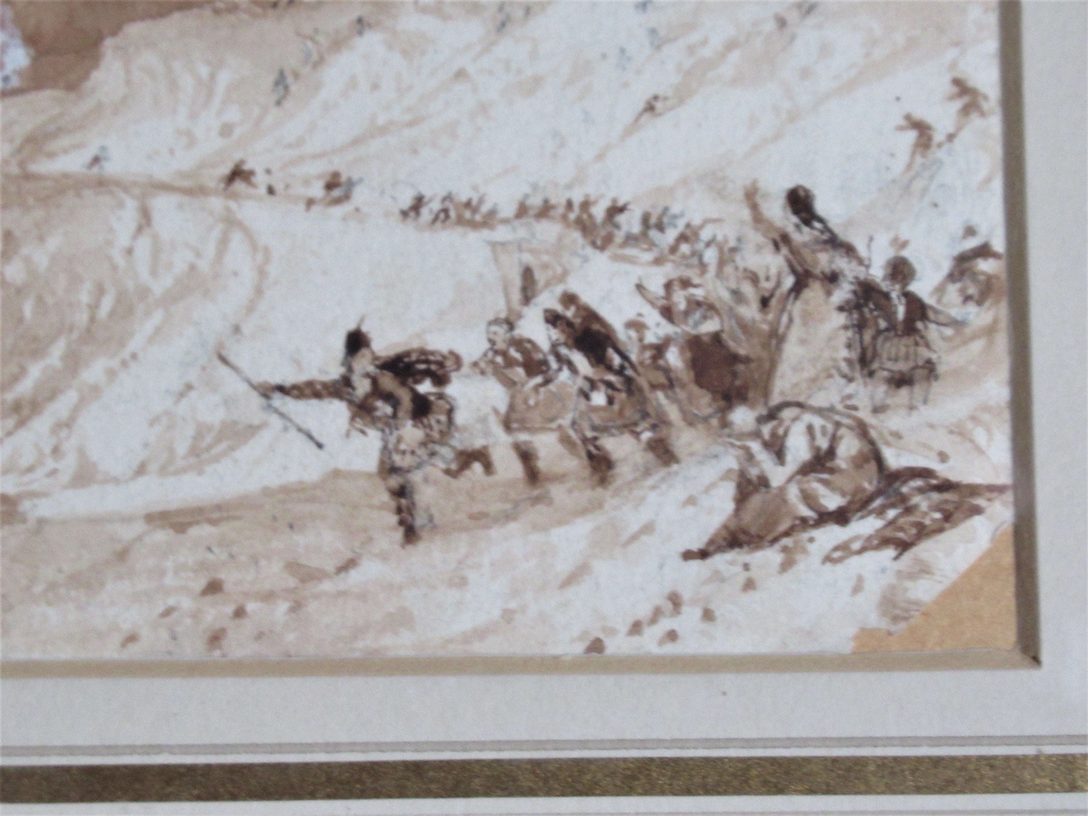 Thomas Allom original watercolour painting c1836, Glencoe, framed as a pair with the print