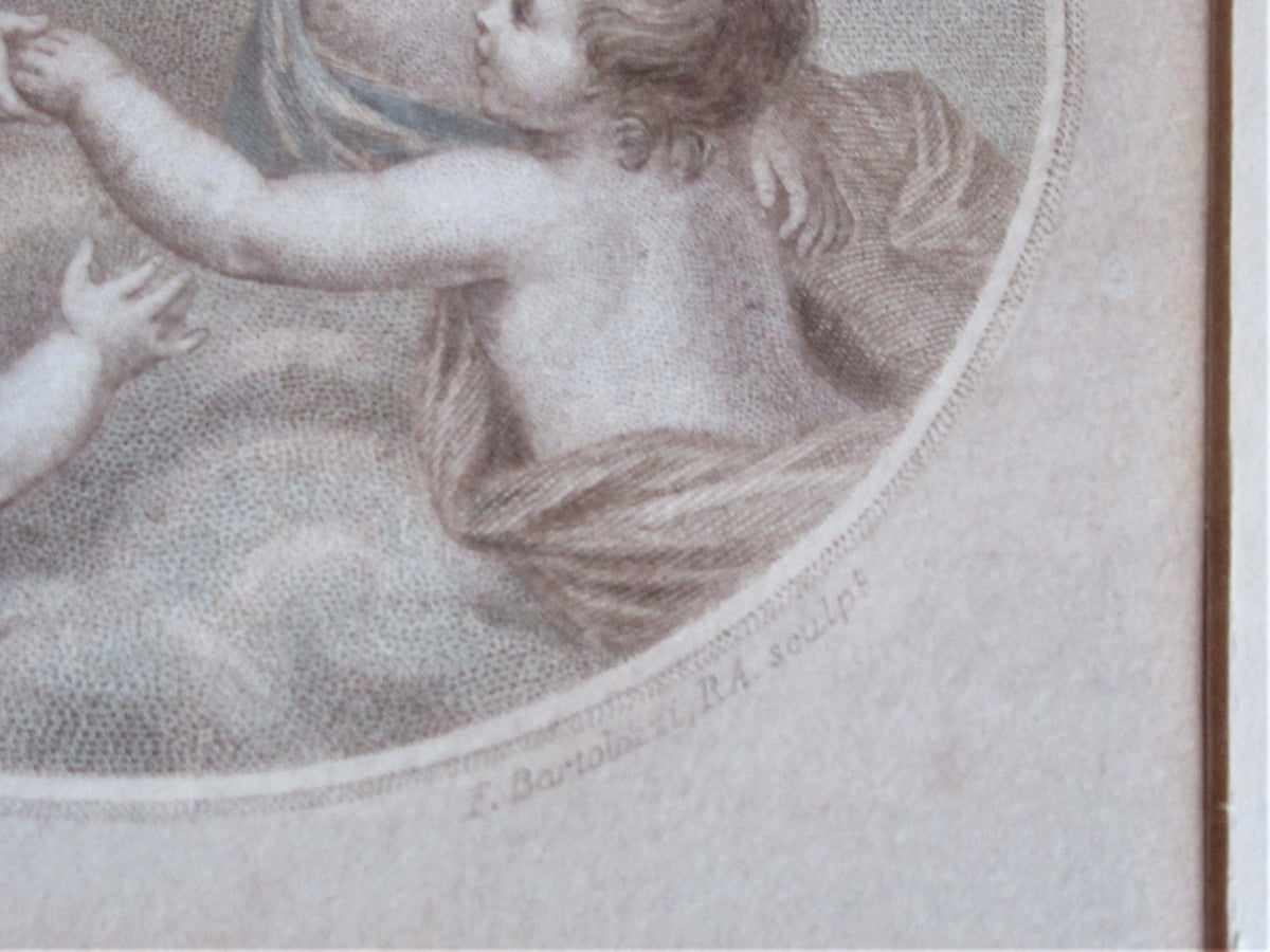 Francesco Bartolozzi original 1791 colour print after John Howes, period frame