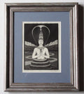 Henry Edward Bates original wood engraving print, Patanjali-Shiva, c1935, 26/50