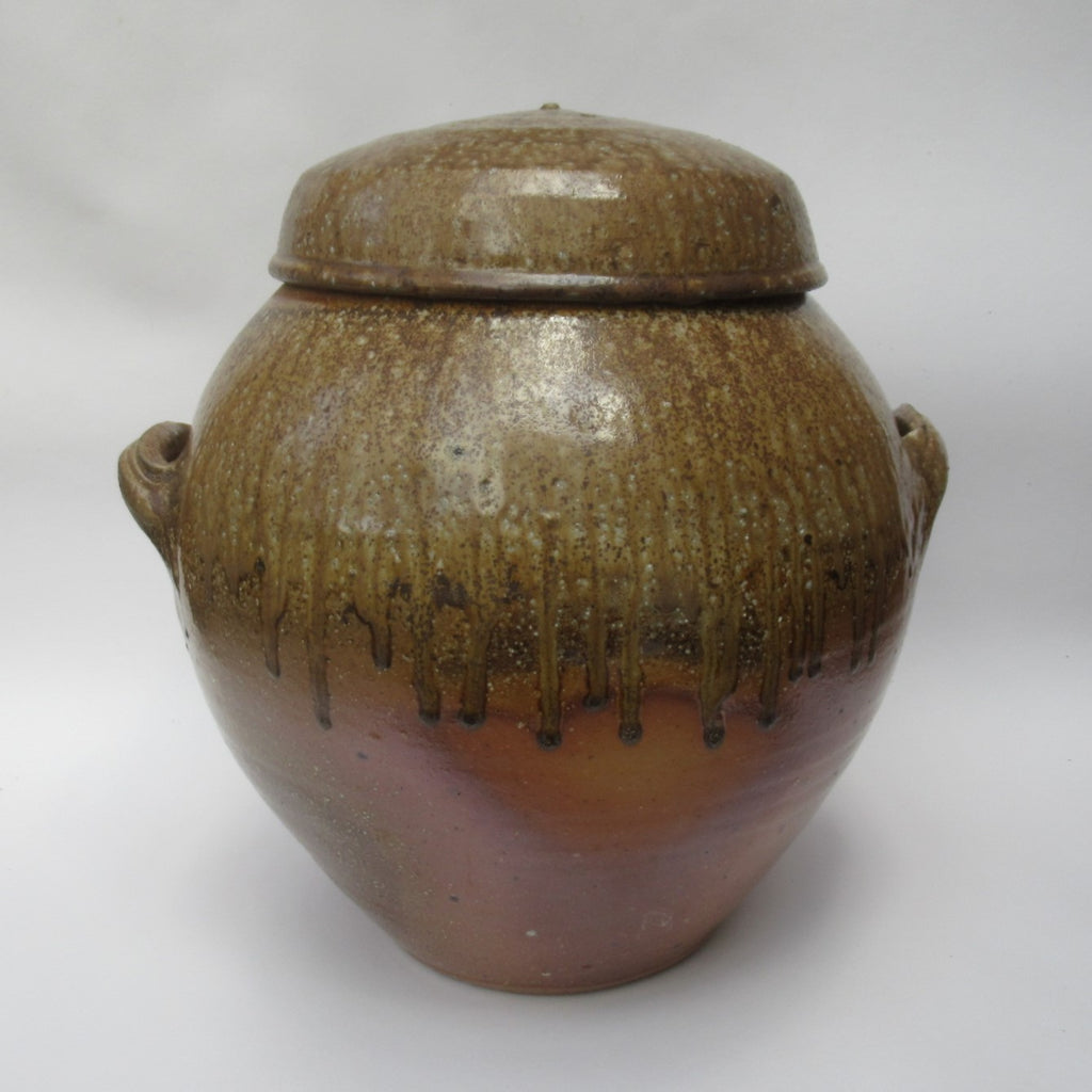 Svend Bayer, British studio pottery stoneware wood fired large storage jar c1990
