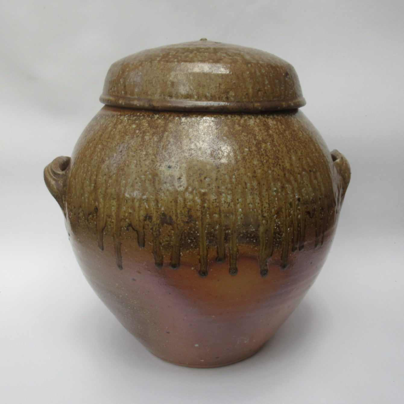 Svend Bayer, British studio pottery stoneware wood fired large storage jar c1990
