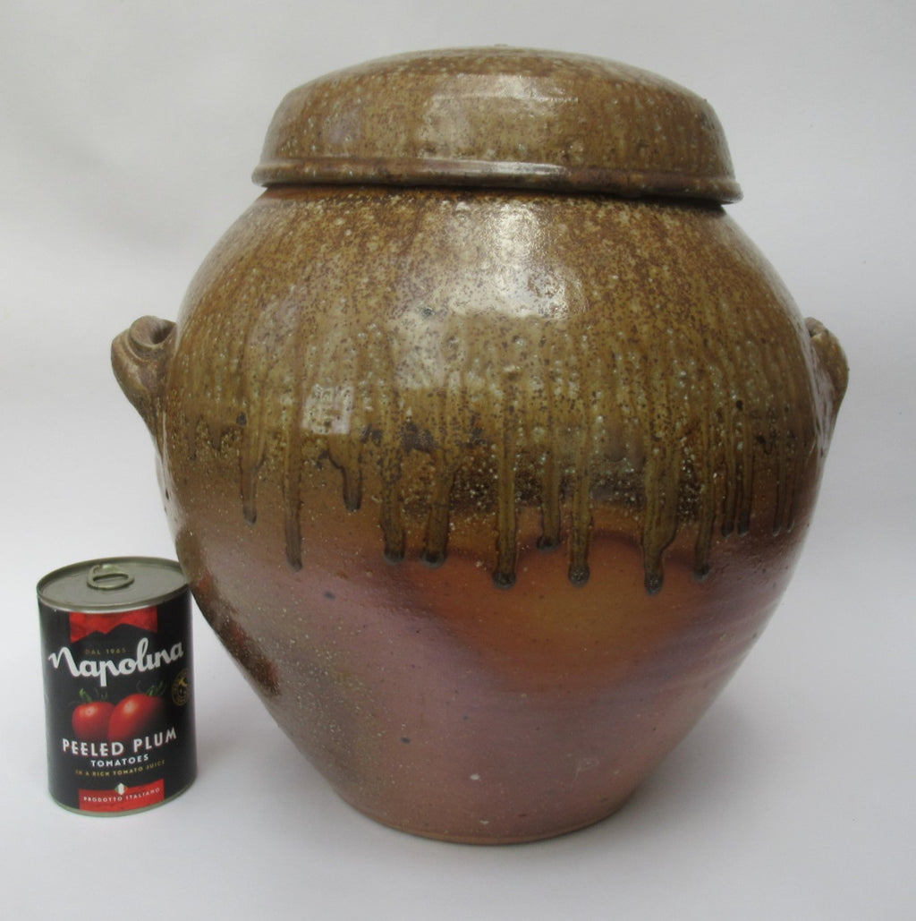 Svend Bayer, British studio pottery stoneware wood fired large storage jar c1990