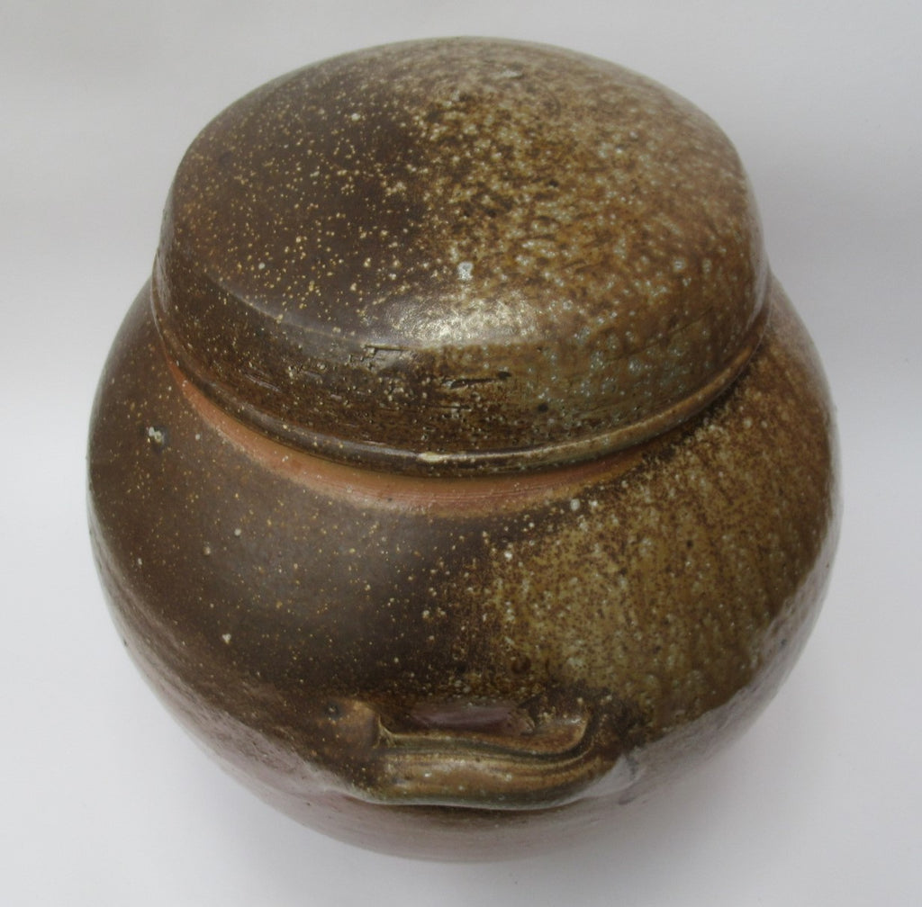 Svend Bayer, British studio pottery stoneware wood fired large storage jar c1990