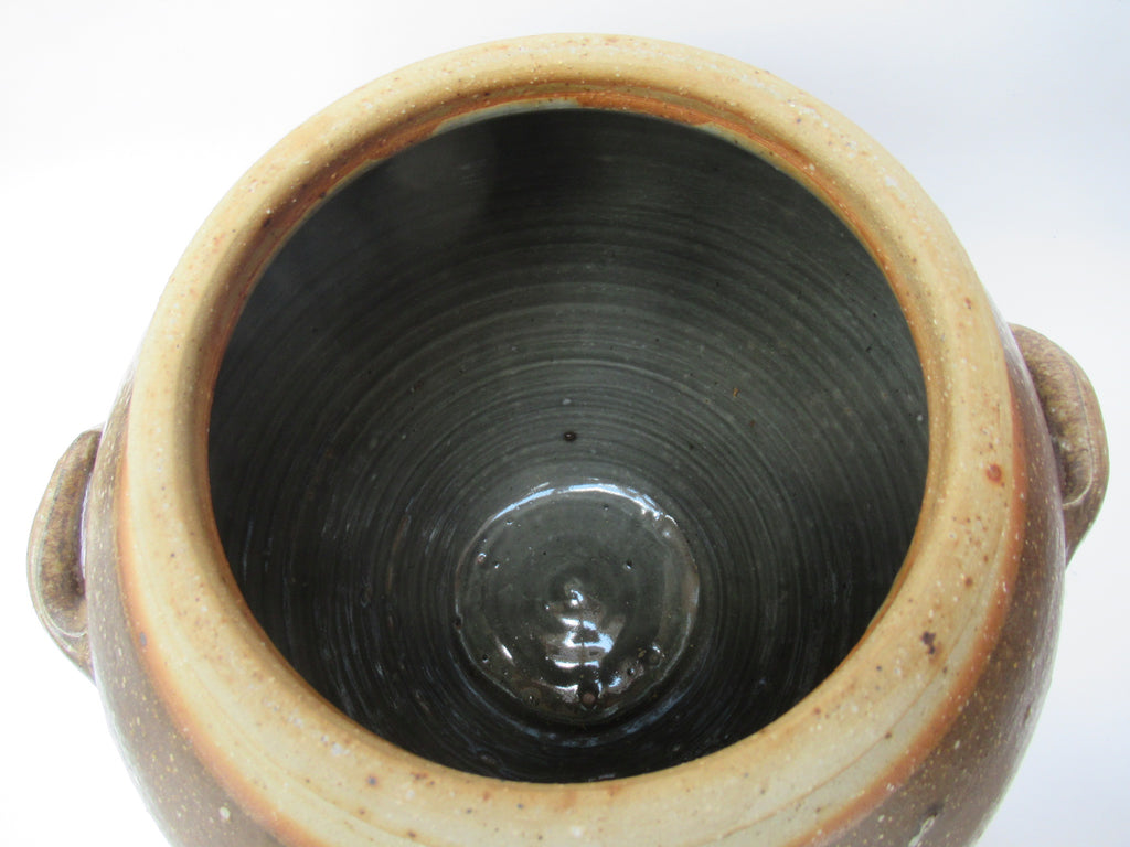 Svend Bayer, British studio pottery stoneware wood fired large storage jar c1990