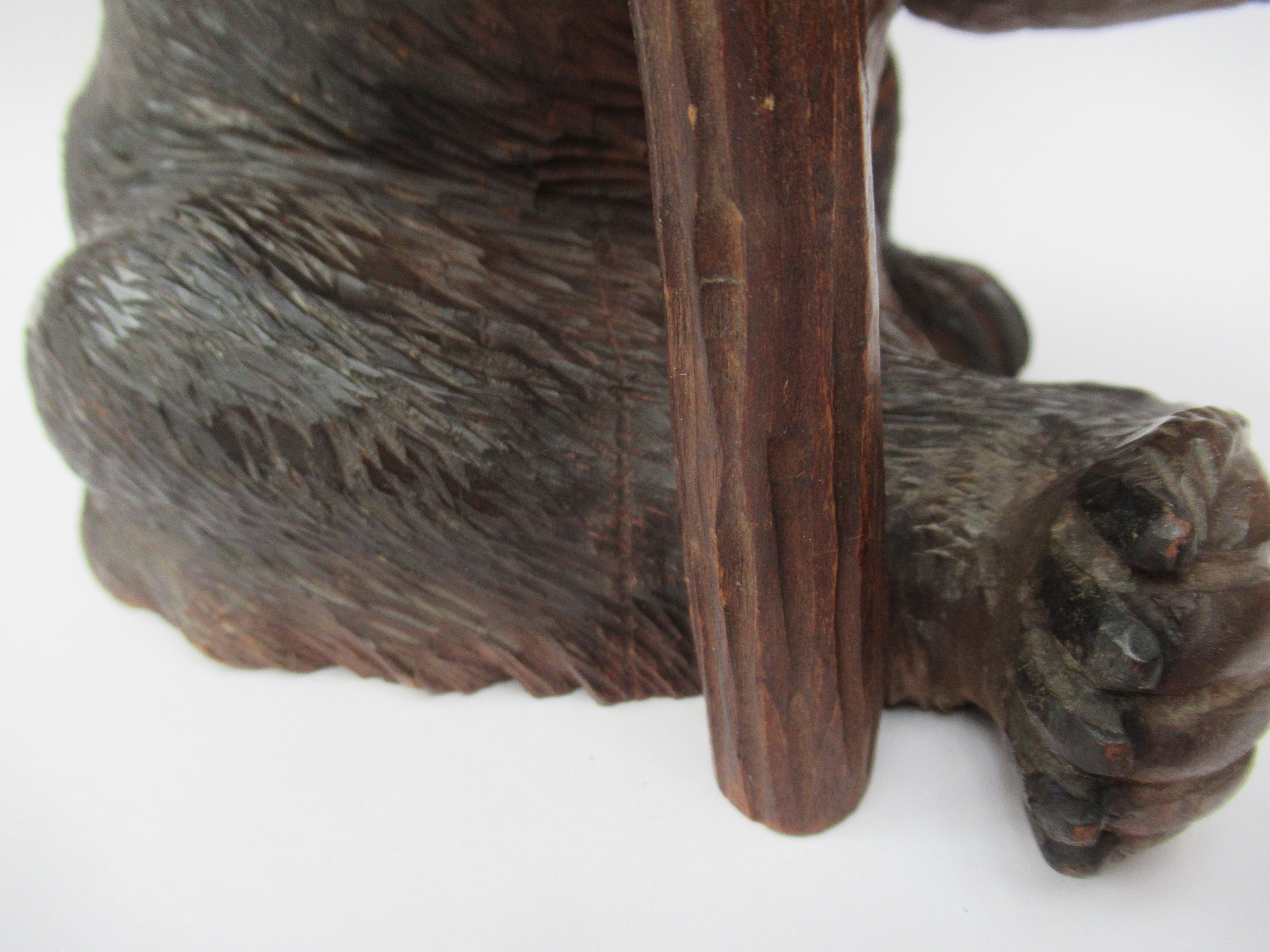 Antique Black Forest Swiss carved limewood bear liqueur set c1900