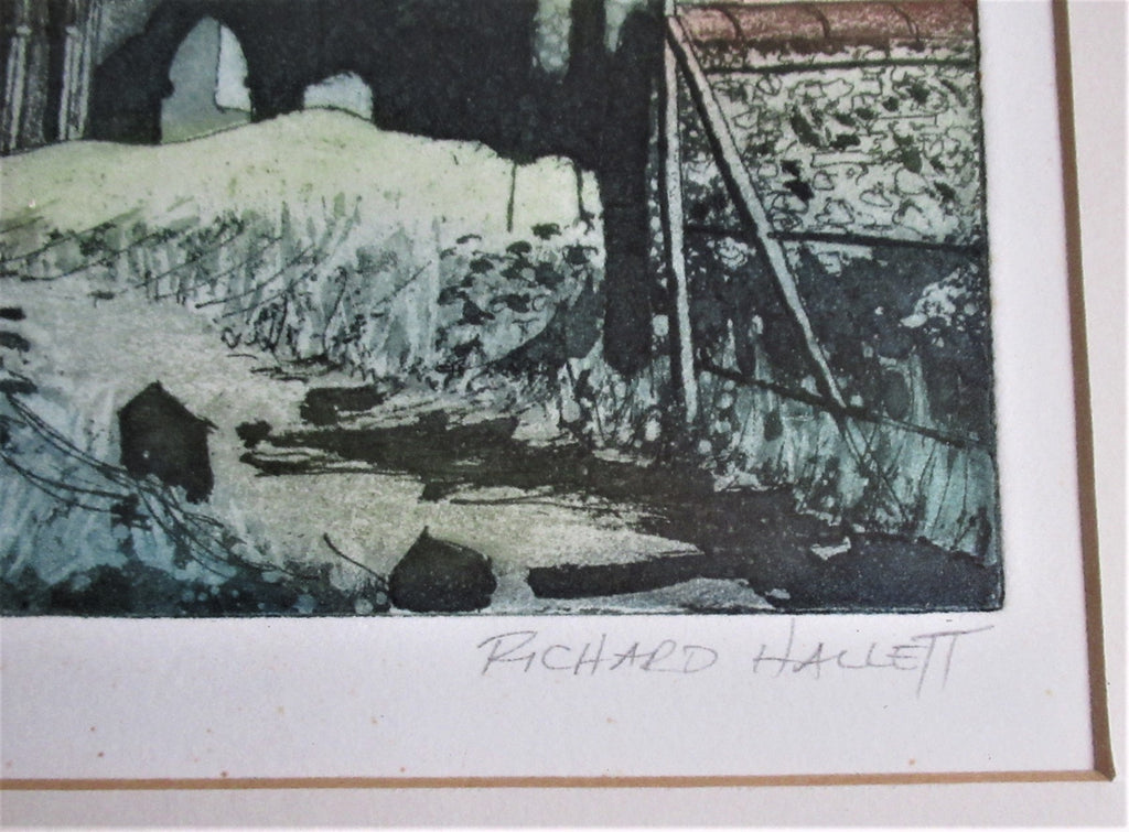 Richard Hallett, Binham Priory Norfolk, etching and aquatint, 22/150, framed