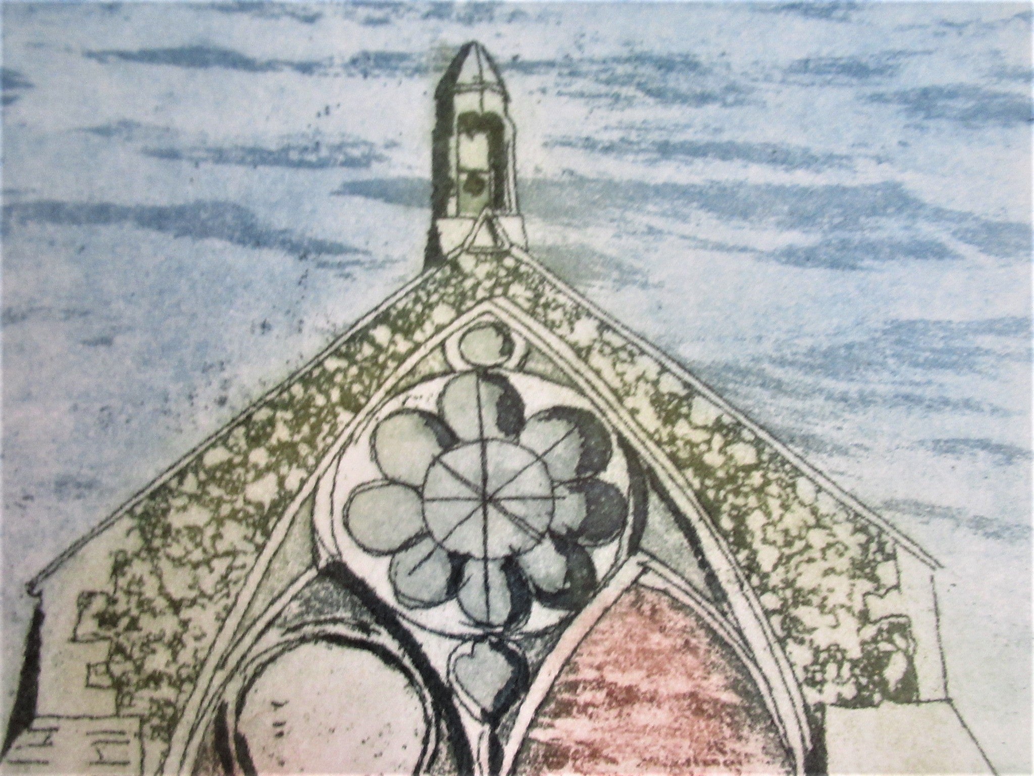 Richard Hallett, Binham Priory Norfolk, etching and aquatint, 22/150, framed