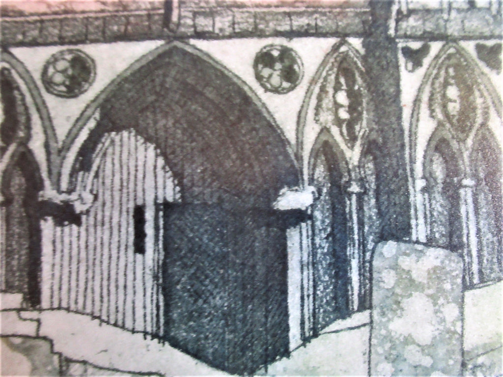 Richard Hallett, Binham Priory Norfolk, etching and aquatint, 22/150, framed