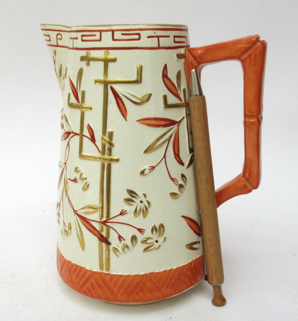 Brownhills Pottery antique Aesthetic Period orangeade set, jug/tray/beakers 1882