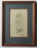 Florence Camm, original 1923 pencil drawing for National Childrens' Home, framed