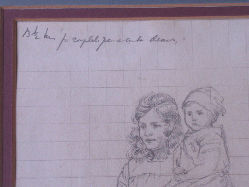 Florence Camm, original 1923 pencil drawing for National Childrens' Home, framed