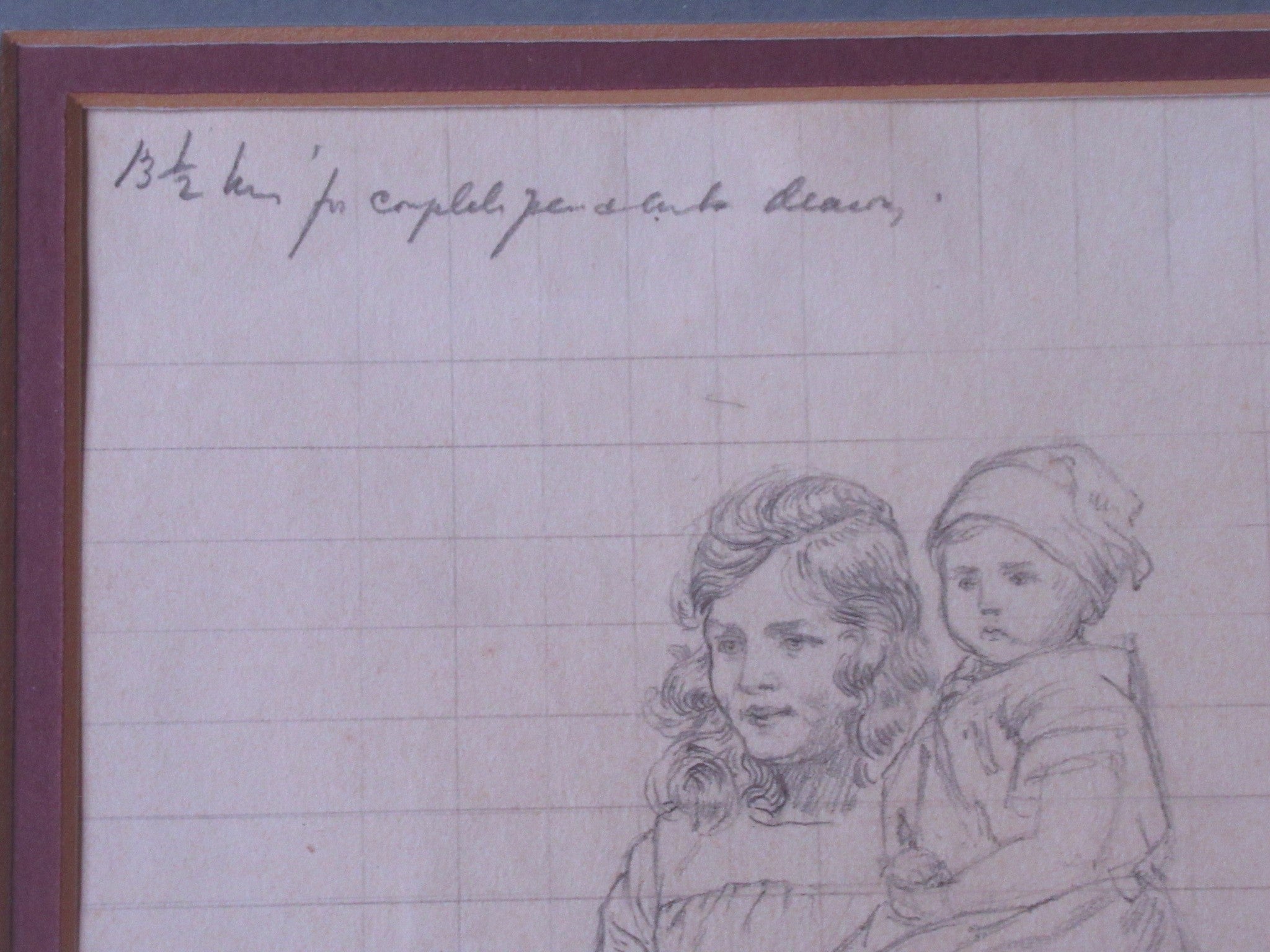 Florence Camm, original 1923 pencil drawing for National Childrens' Home, framed