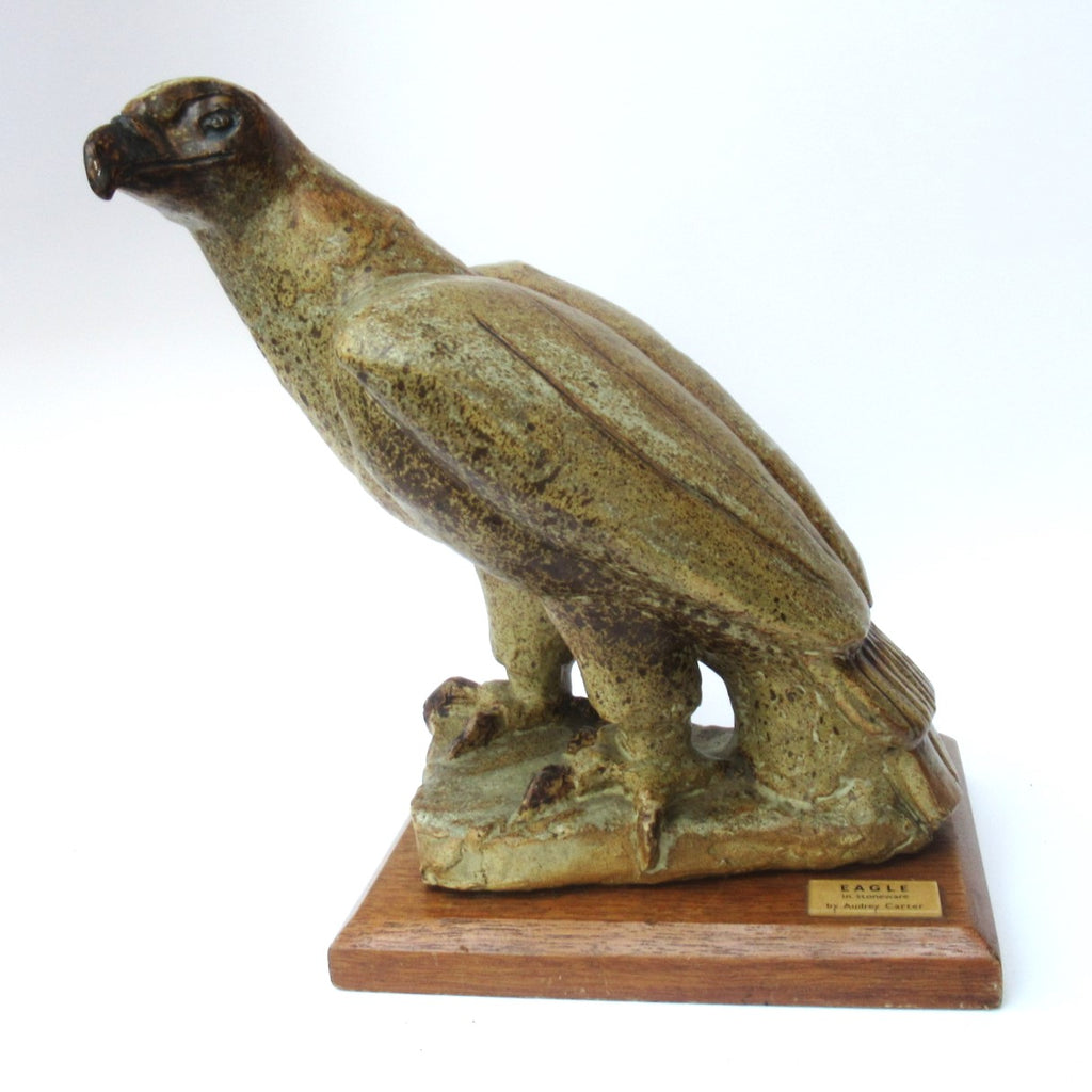 Audrey Carter - modernist wildlife sculpture of an Eagle, stoneware, c1970