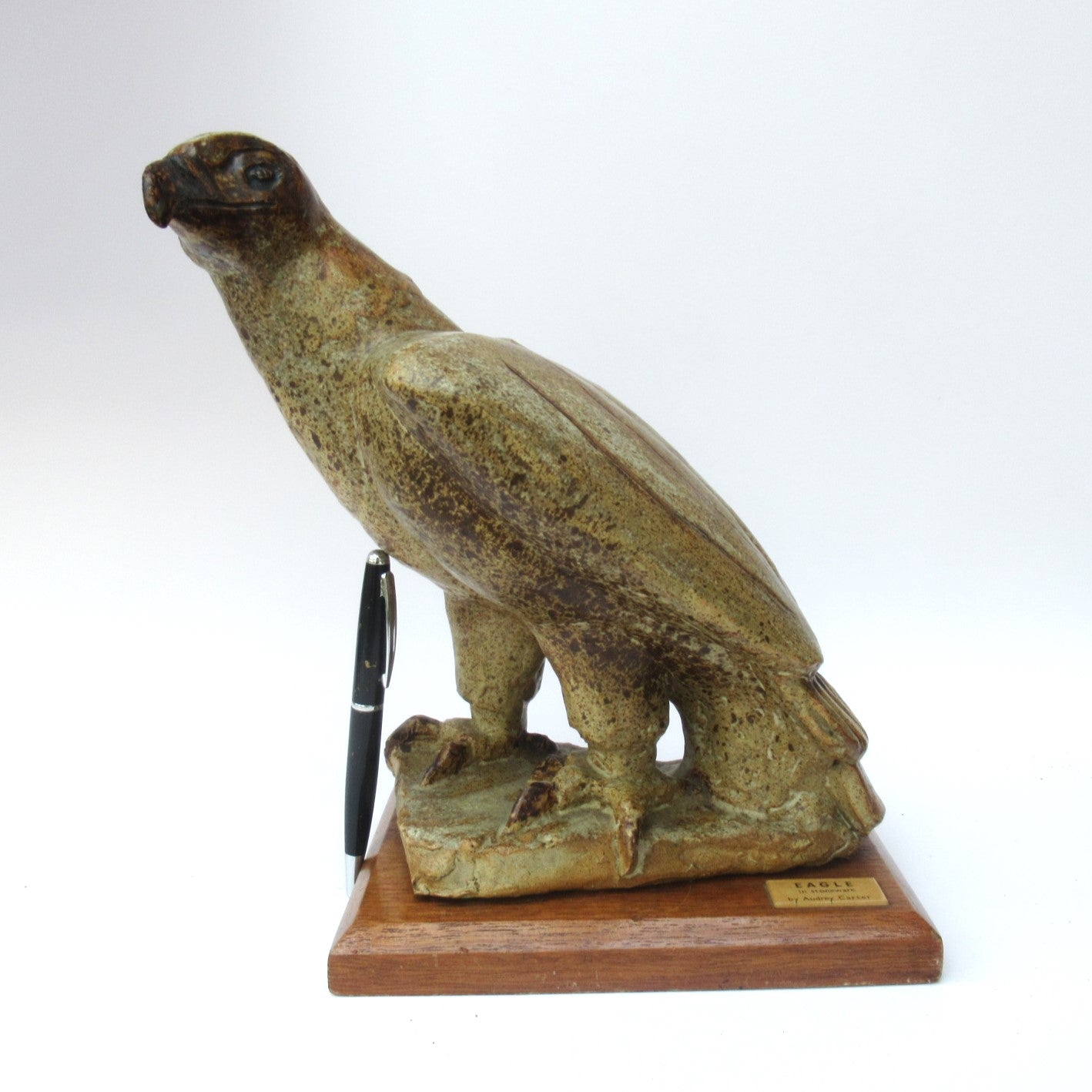 Audrey Carter - modernist wildlife sculpture of an Eagle, stoneware, c1970