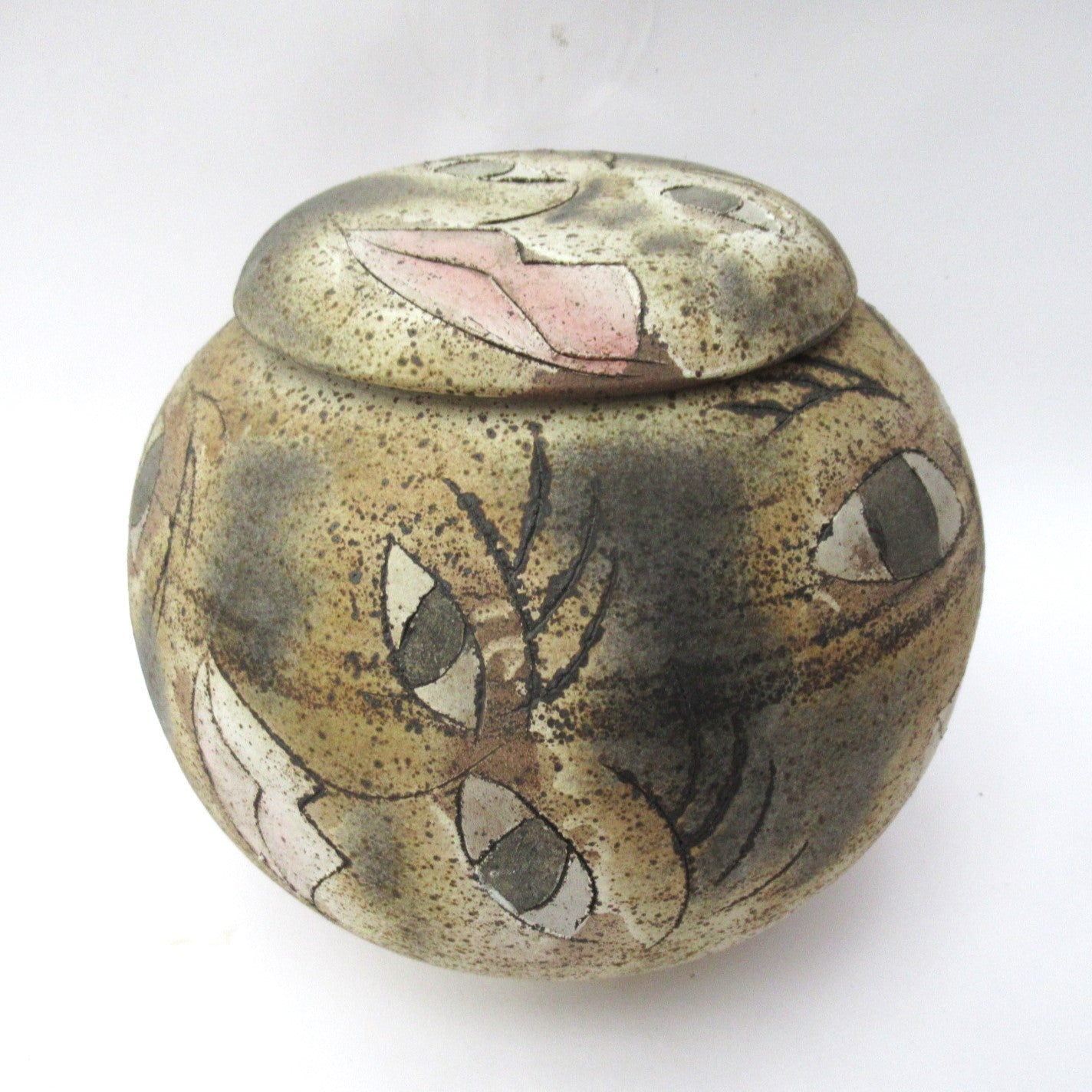 Chris Bramble studio pottery "Smiler" jar, hand thrown stoneware, 1995