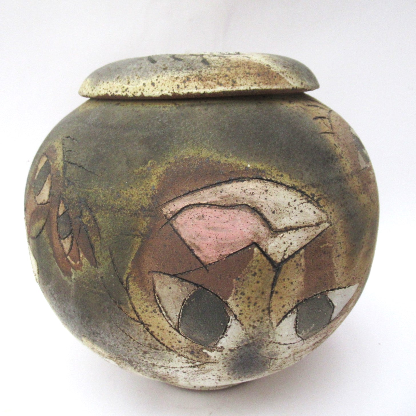 Chris Bramble studio pottery "Smiler" jar, hand thrown stoneware, 1995