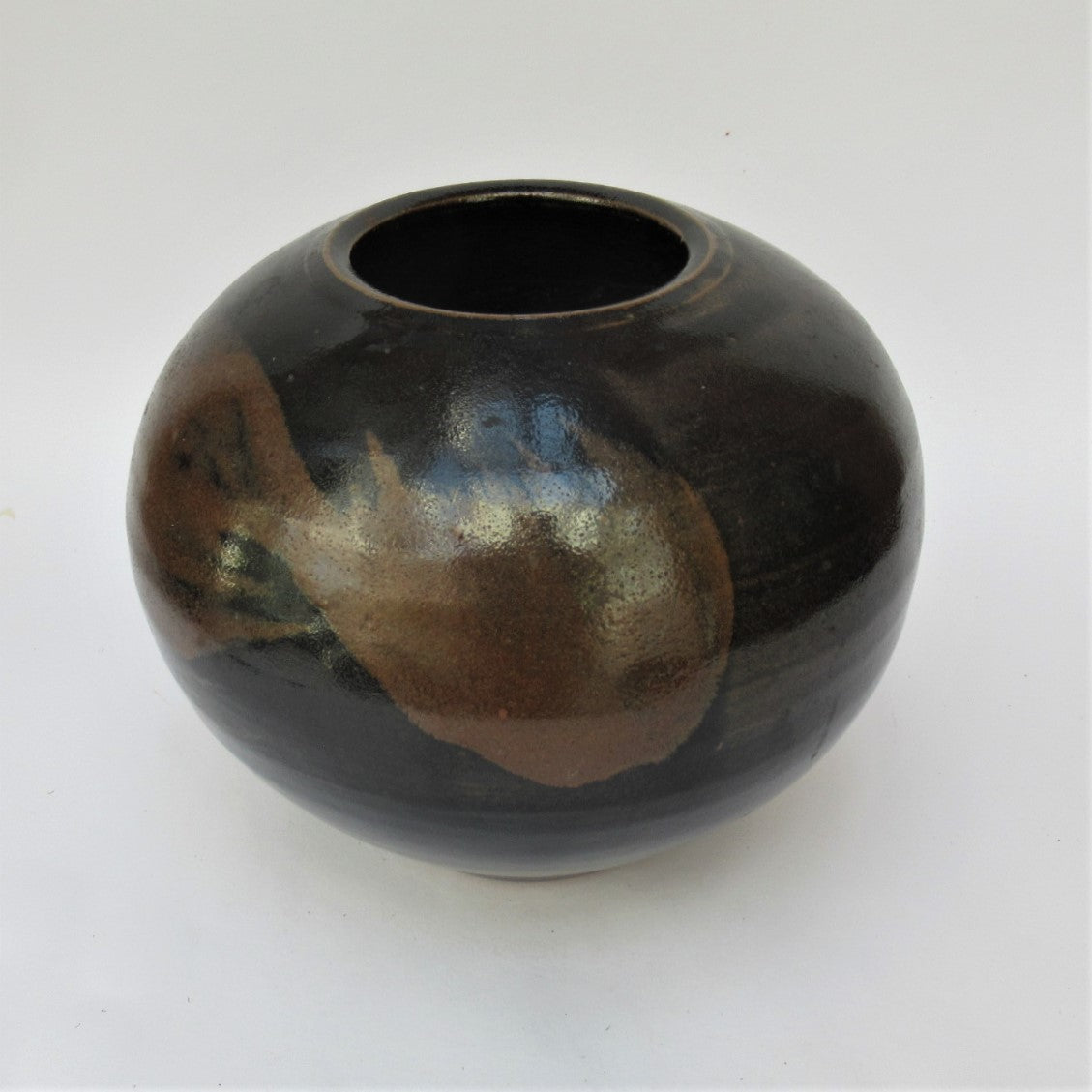 Chris Carter, vintage British studio pottery stoneware globular vase, c1980