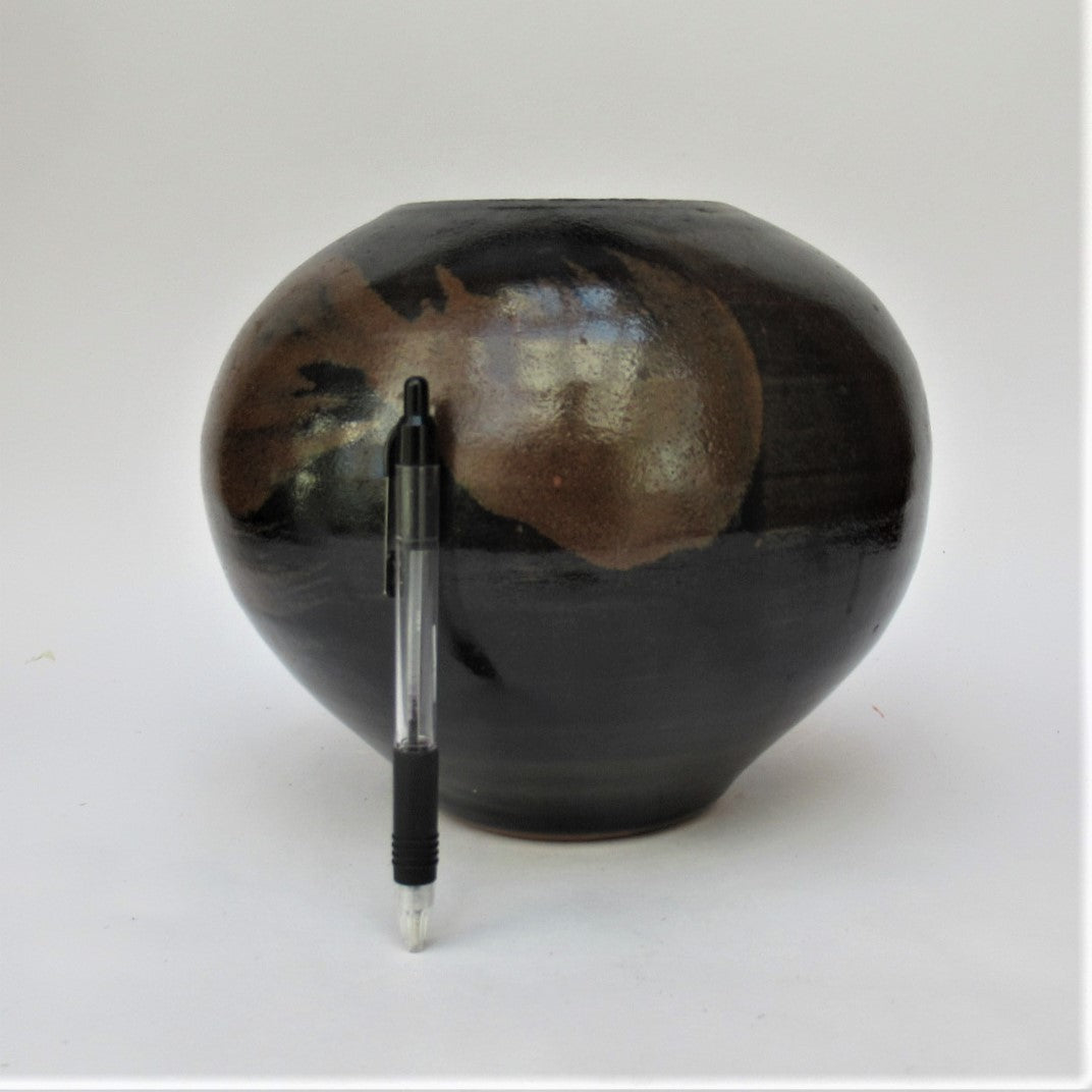 Chris Carter, vintage British studio pottery stoneware globular vase, c1980
