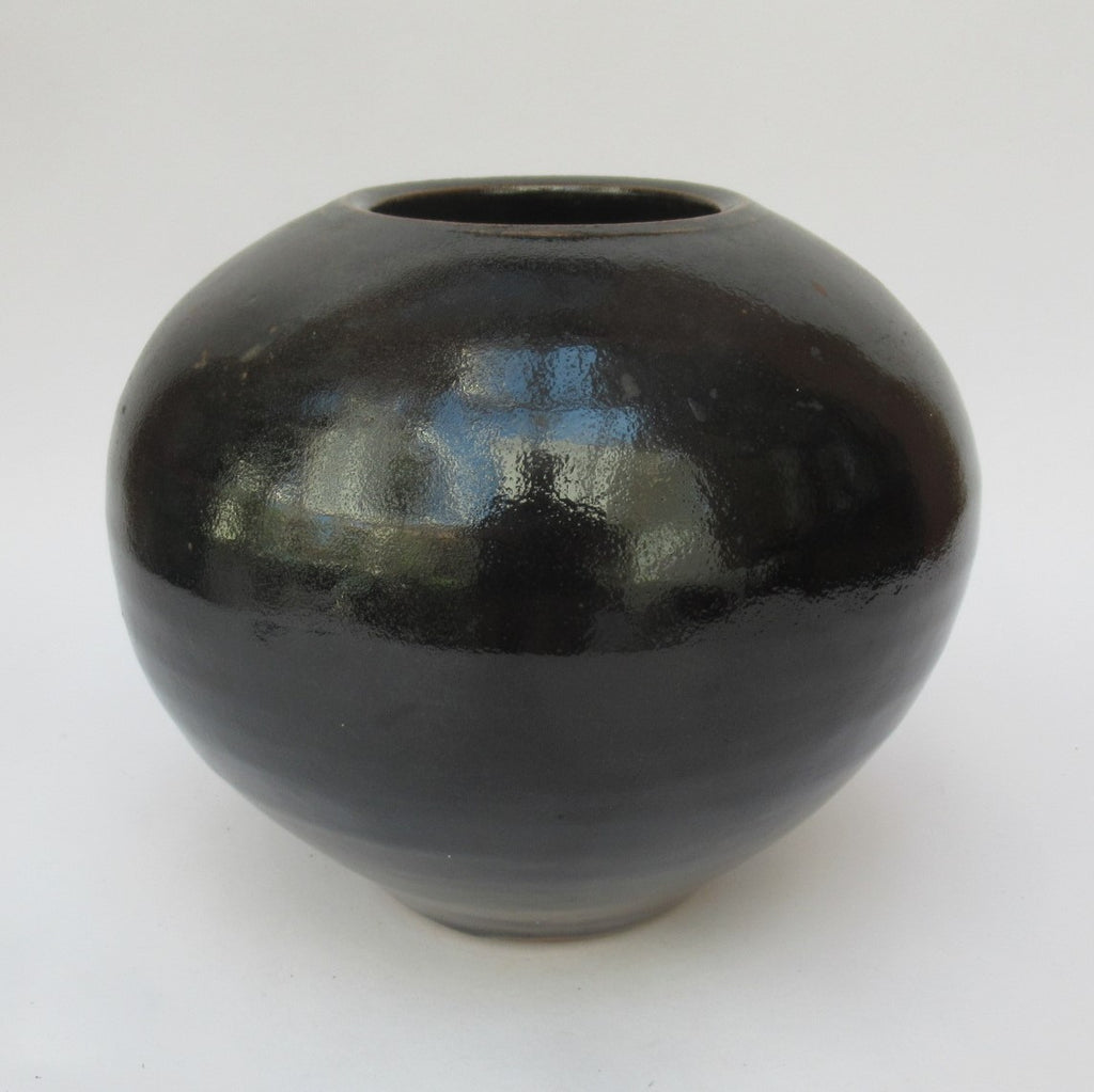 Chris Carter, vintage British studio pottery stoneware globular vase, c1980