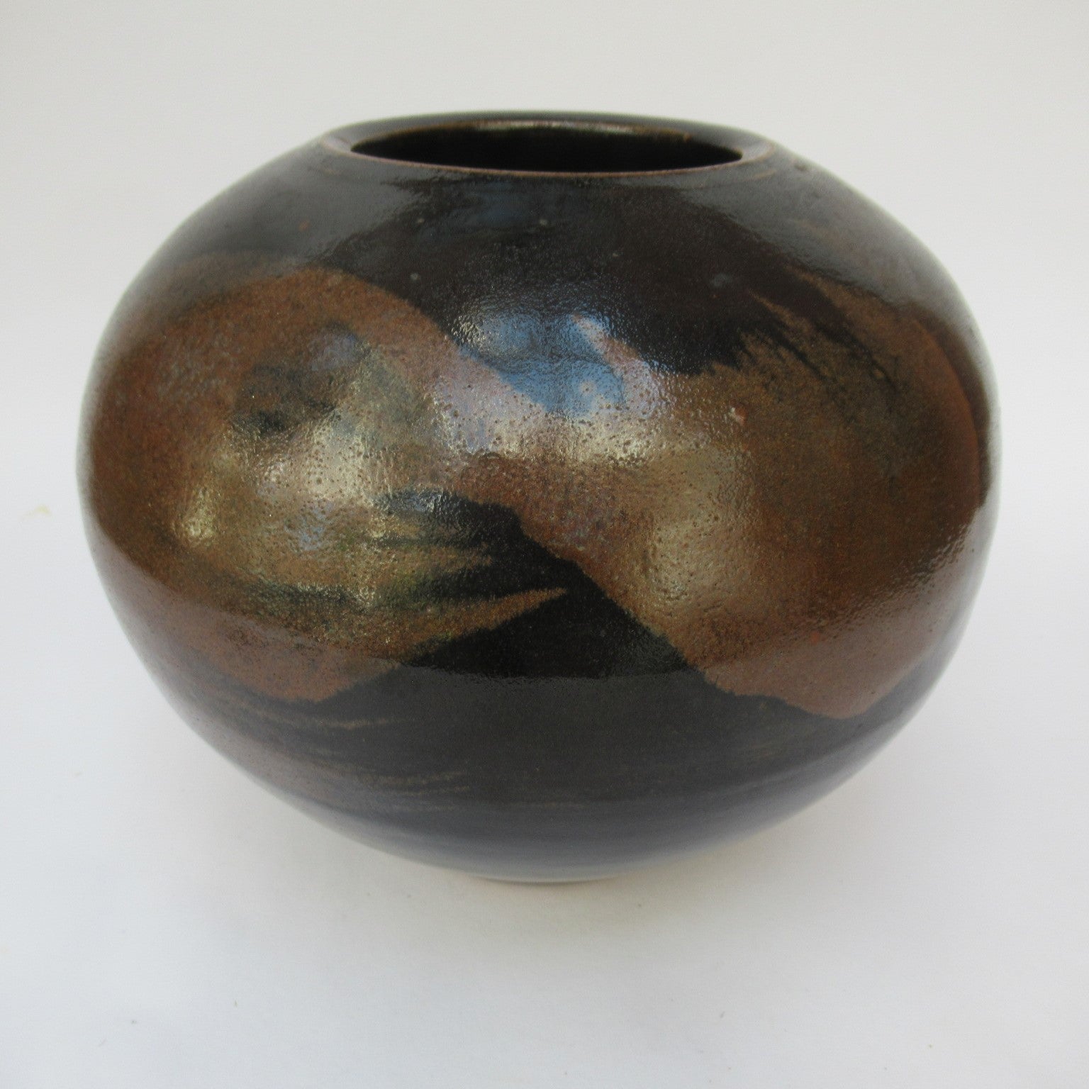 Chris Carter, vintage British studio pottery stoneware globular vase, c1980