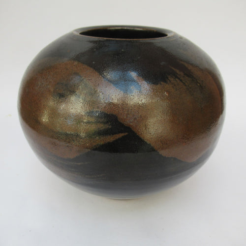 Chris Carter, vintage British studio pottery stoneware globular vase, c1980