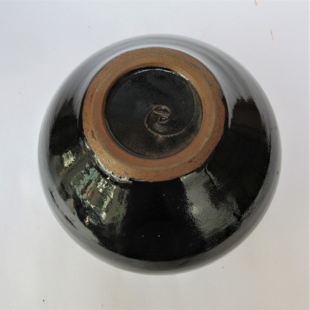 Chris Carter, vintage British studio pottery stoneware globular vase, c1980