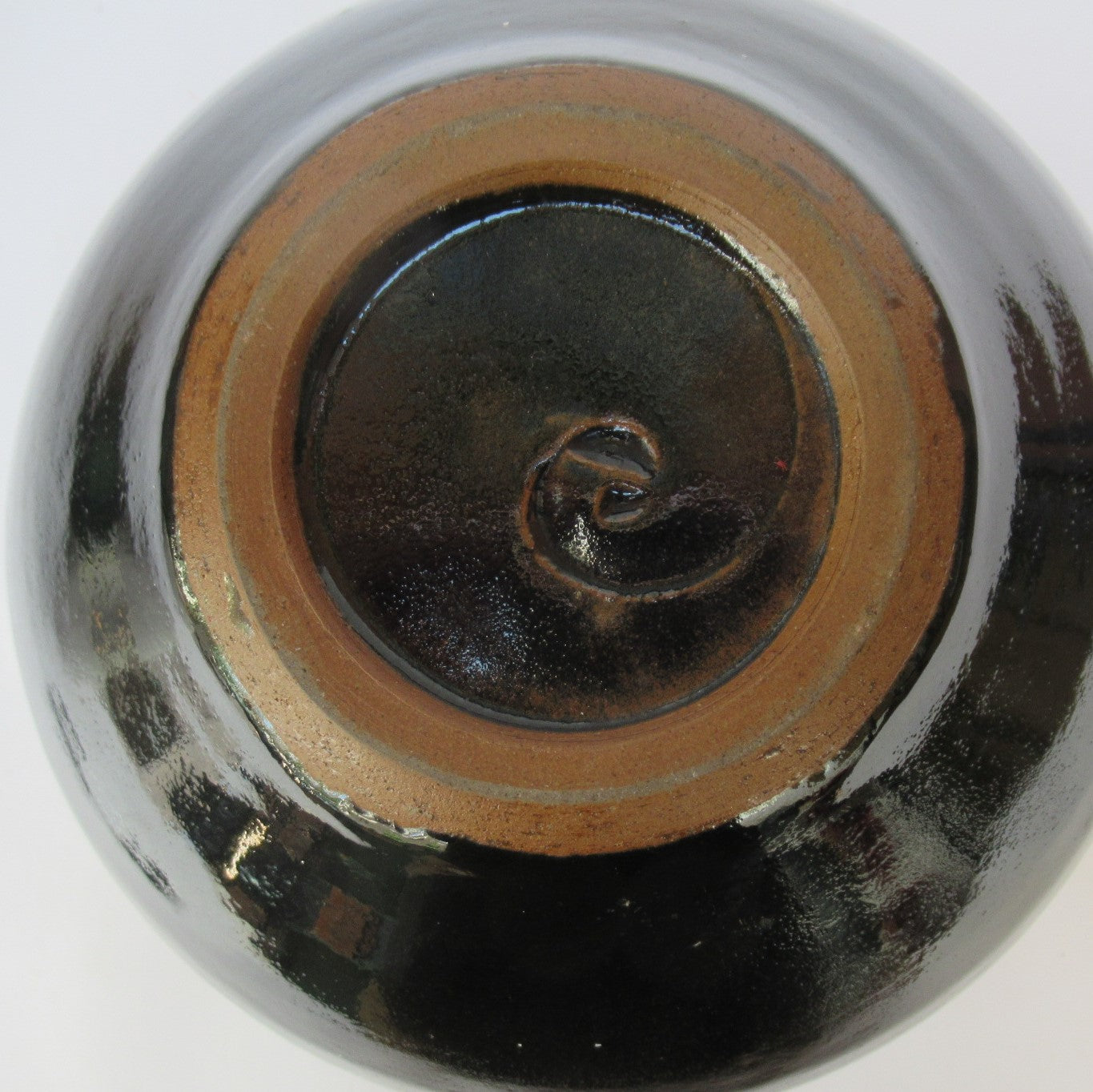 Chris Carter, vintage British studio pottery stoneware globular vase, c1980