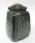 Chris Lewis, British studio pottery Aztec pattern stoneware jar and cover, c1990
