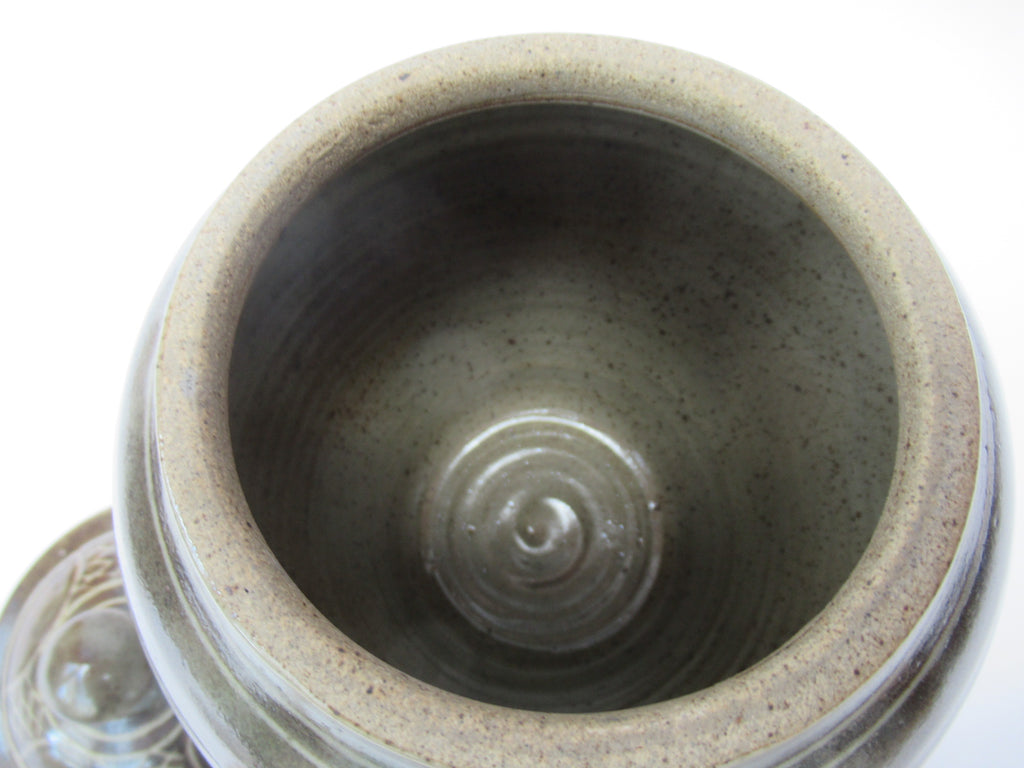 Chris Lewis, British studio pottery stoneware jar and cover, c1985