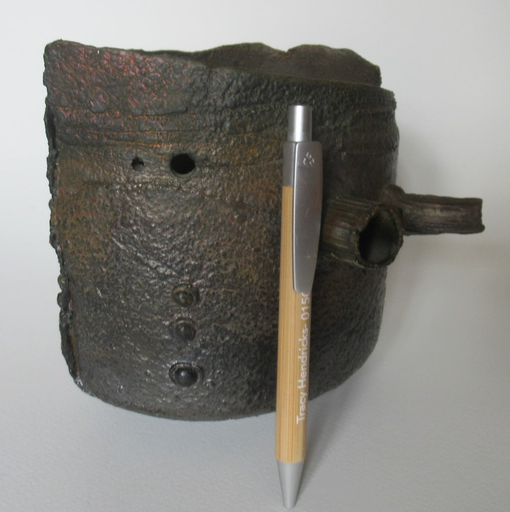 Peter Clough, studio pottery porcelain metallic effect sculptural vessel, 1994