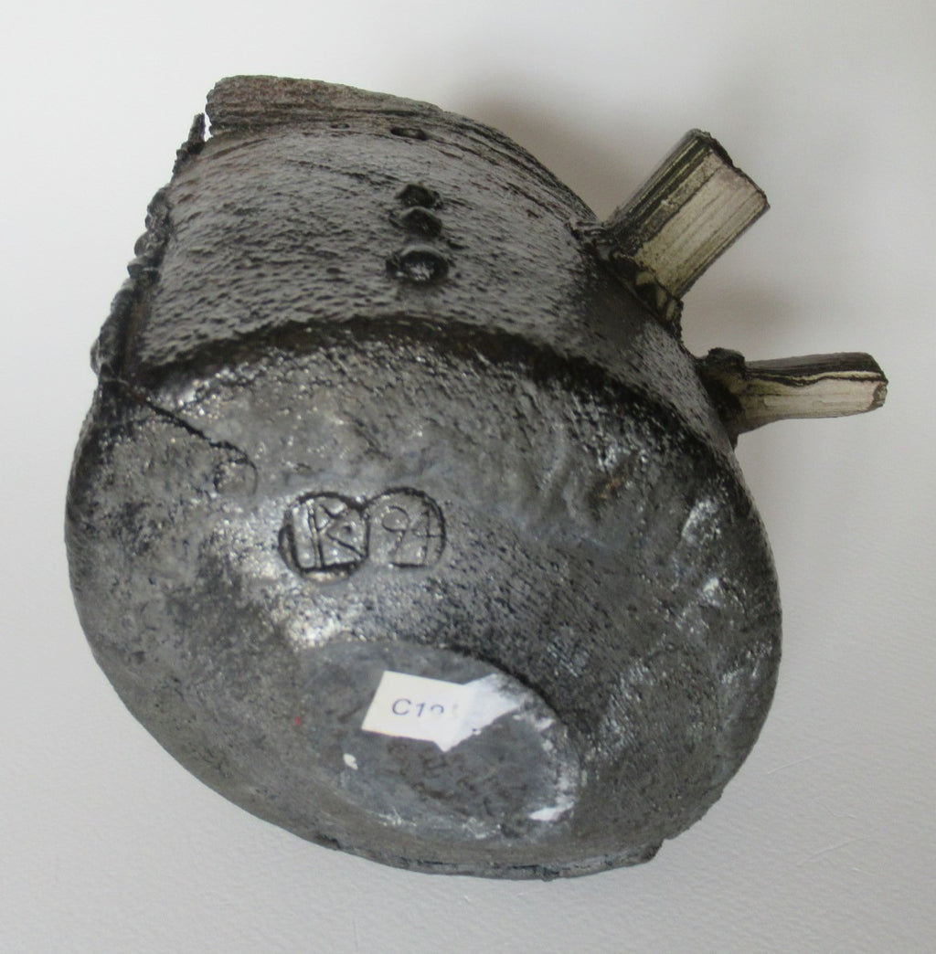 Peter Clough, studio pottery porcelain metallic effect sculptural vessel, 1994