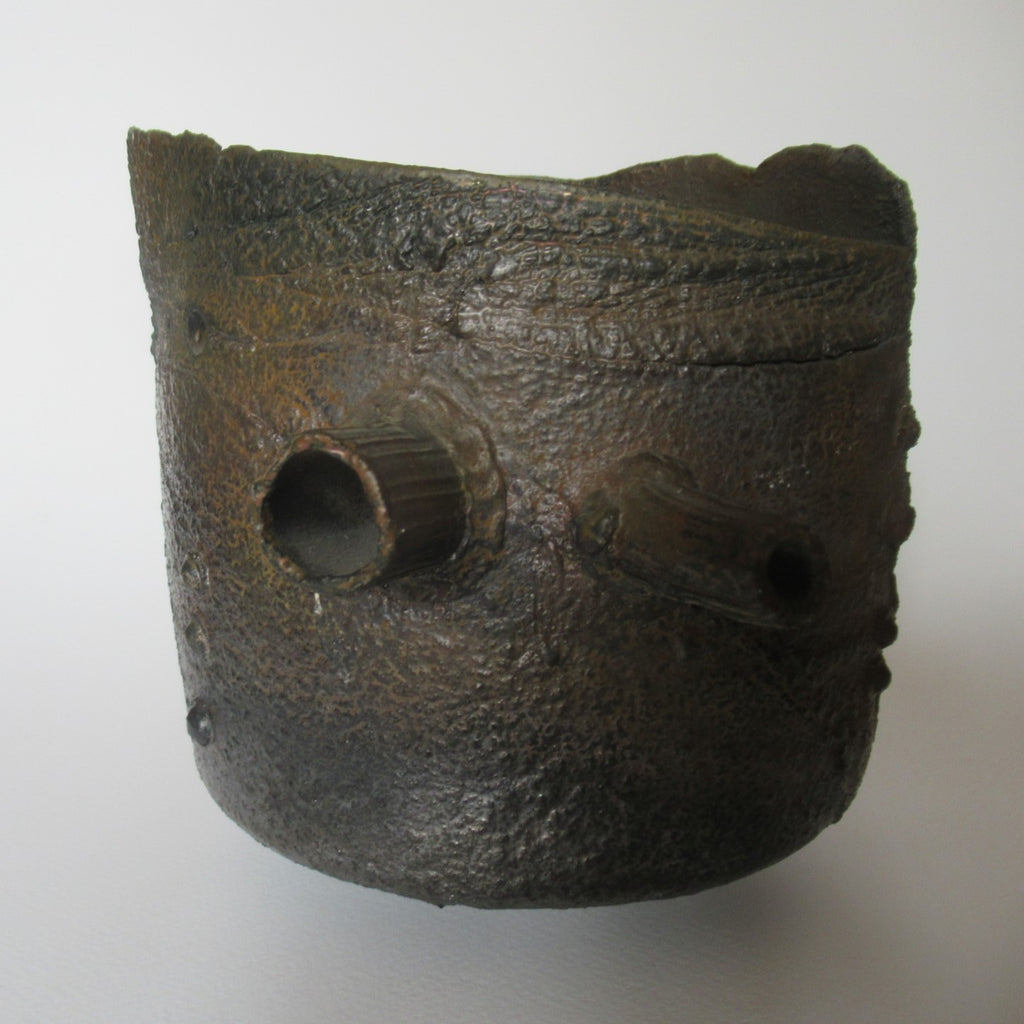 Peter Clough, studio pottery porcelain metallic effect sculptural vessel, 1994