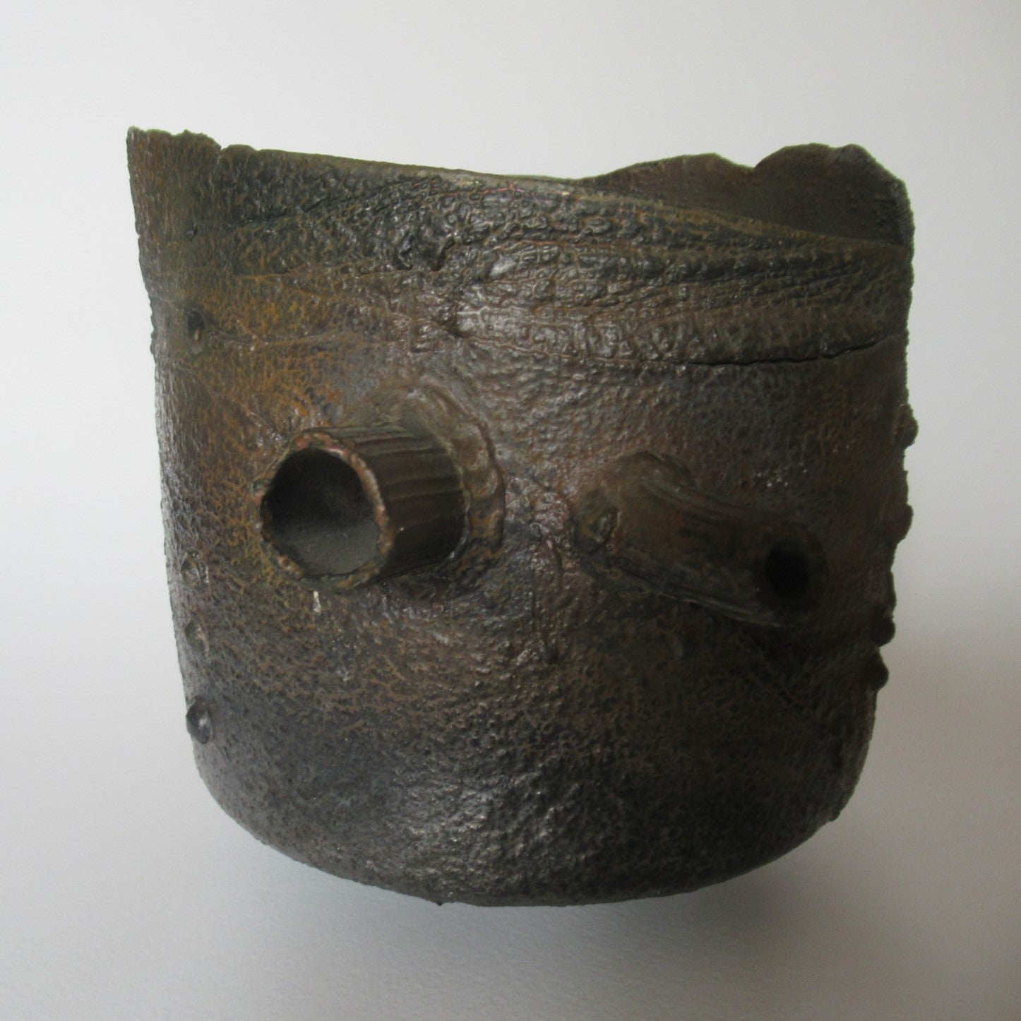 Peter Clough, studio pottery porcelain metallic effect sculptural vessel, 1994