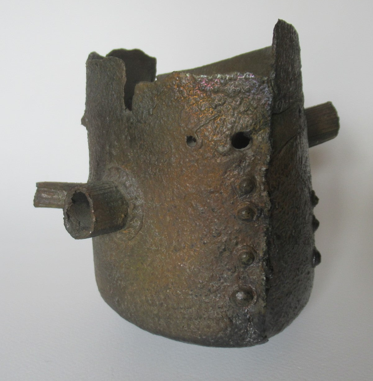 Peter Clough, studio pottery porcelain metallic effect sculptural vessel, 1994