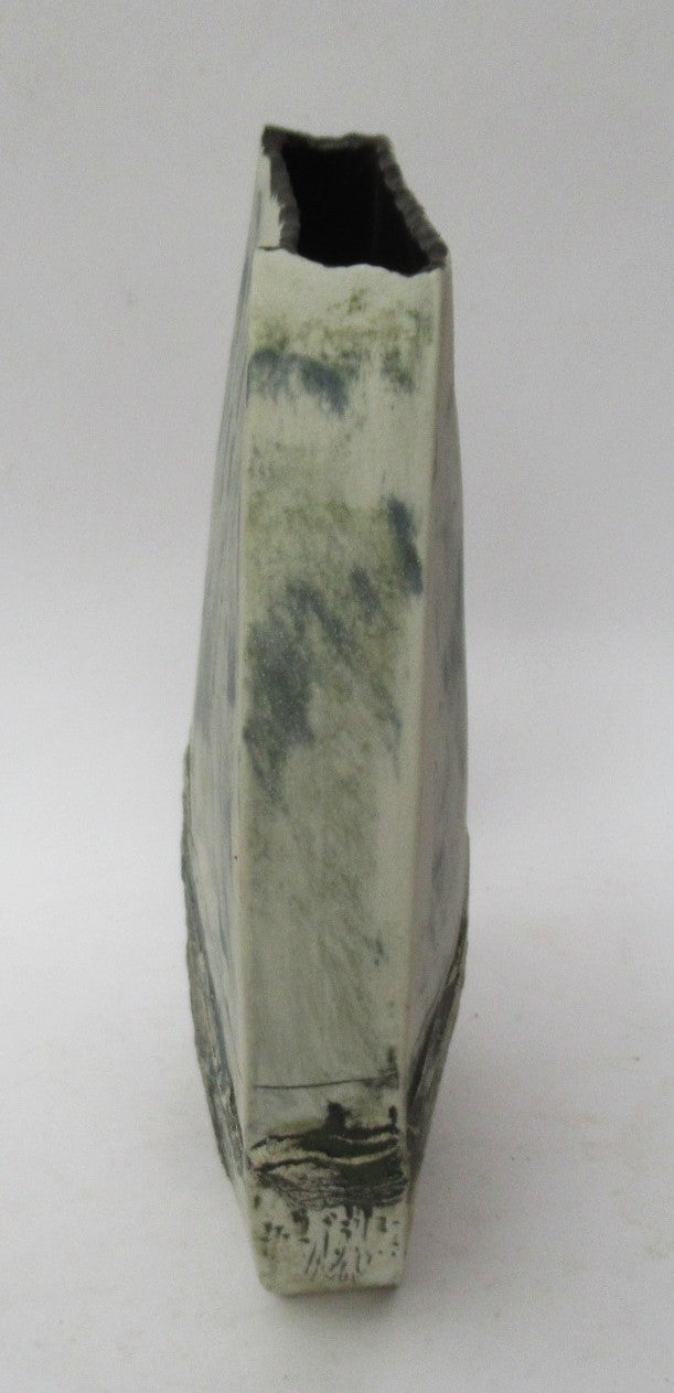 Peter Clough, large studio pottery handbuilt porcelain  vessel, High Moor, c2000