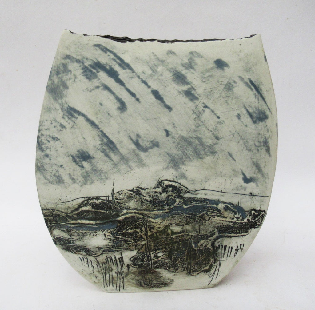 Peter Clough, large studio pottery handbuilt porcelain  vessel, High Moor, c2000