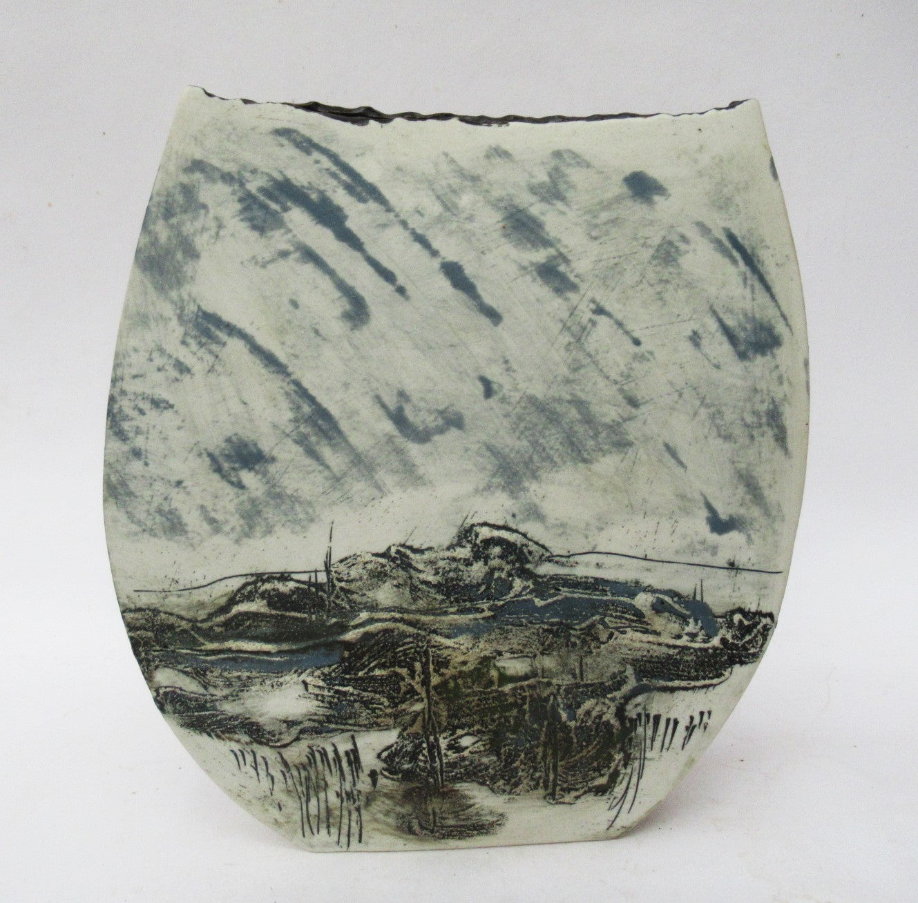 Peter Clough, large studio pottery handbuilt porcelain  vessel, High Moor, c2000
