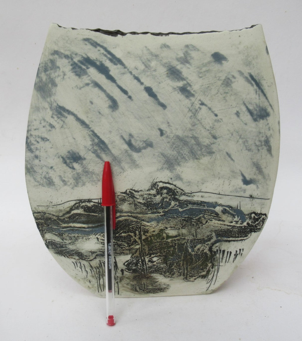 Peter Clough, large studio pottery handbuilt porcelain  vessel, High Moor, c2000