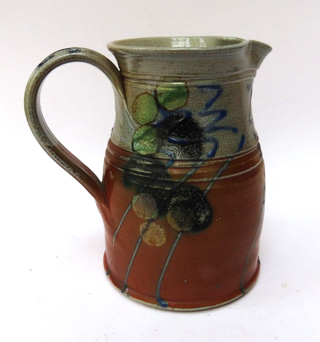 Rosemary Cochrane, salt glazed studio pottery stoneware jug, c1995