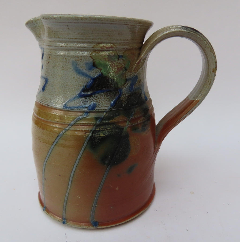 Rosemary Cochrane, salt glazed studio pottery stoneware jug, c1995