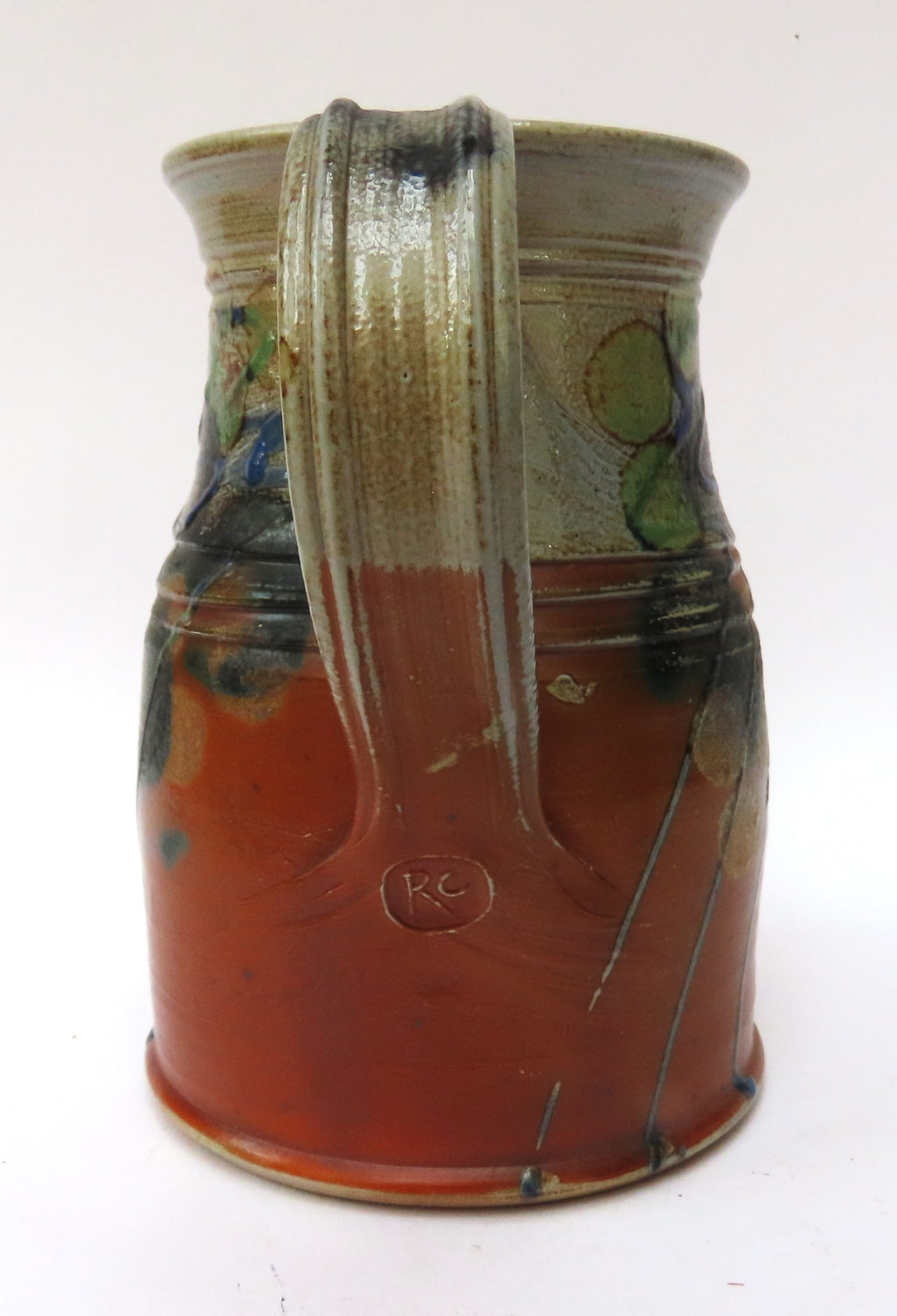 Rosemary Cochrane, salt glazed studio pottery stoneware jug, c1995