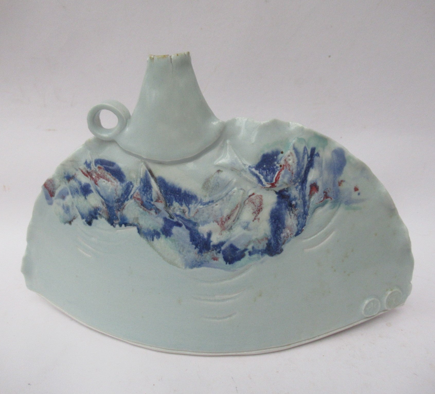 Roger Cockram, studio pottery porcelain globular bottle vase, c2010