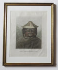 Original antique 1784 print, a Man of Prince William Sound, Alaska, framed